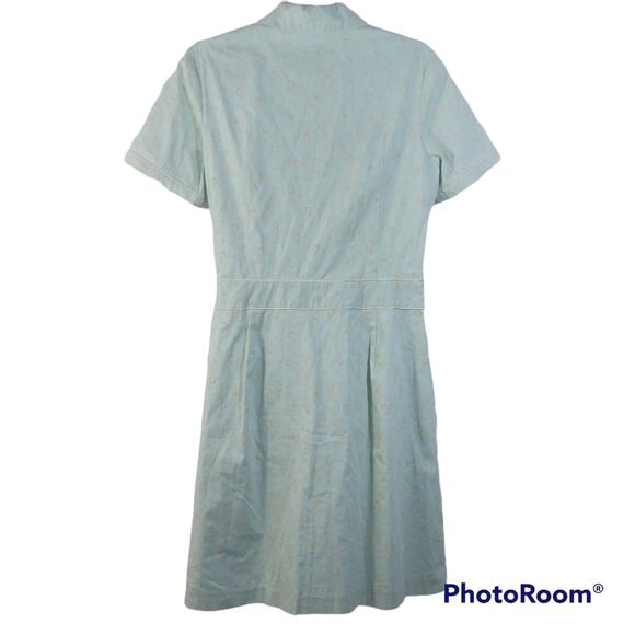 Vintage Lapis Green Cotton Cottage Core Button Front Dress M - Picture 2 of 8